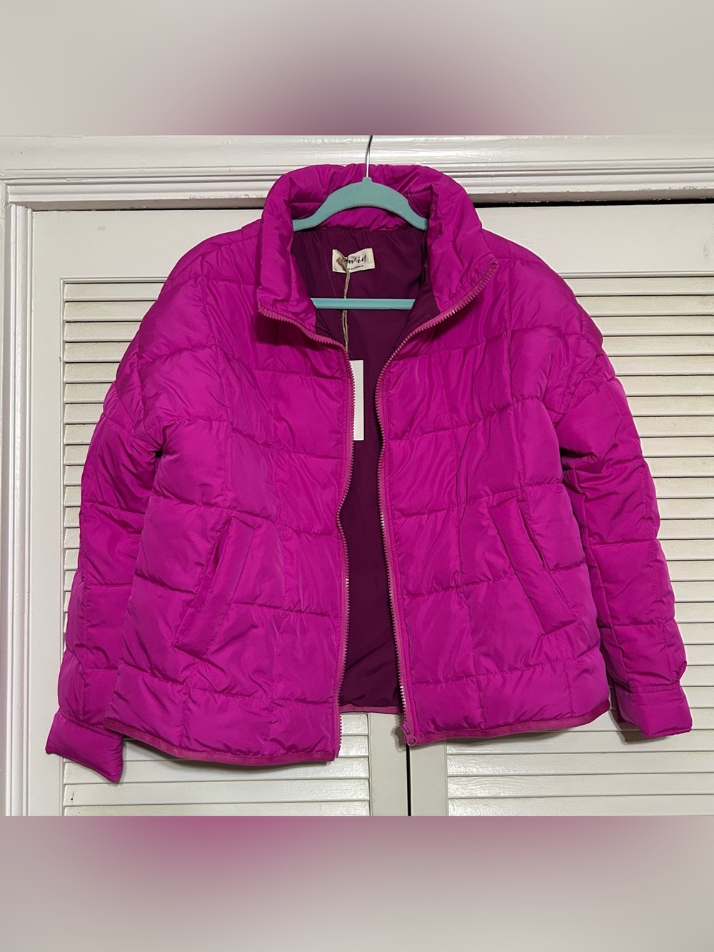 New in Vibrant Fuchsia Quilted Puffer Jacket - Lightweight Warmth